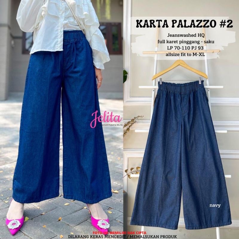 Celana Kulot Jeans Wanita Denim Premium Karta Palazzo Up to BB 75