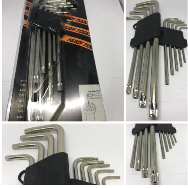 Obeng Set 9 in 1 Pack Besar Hex Key Mata L6 Kembang Gagang L6 Kembang WREX 0675
