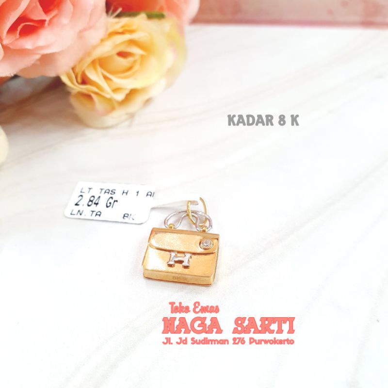 Liontin emas model tas fashion kadar 8k (375)