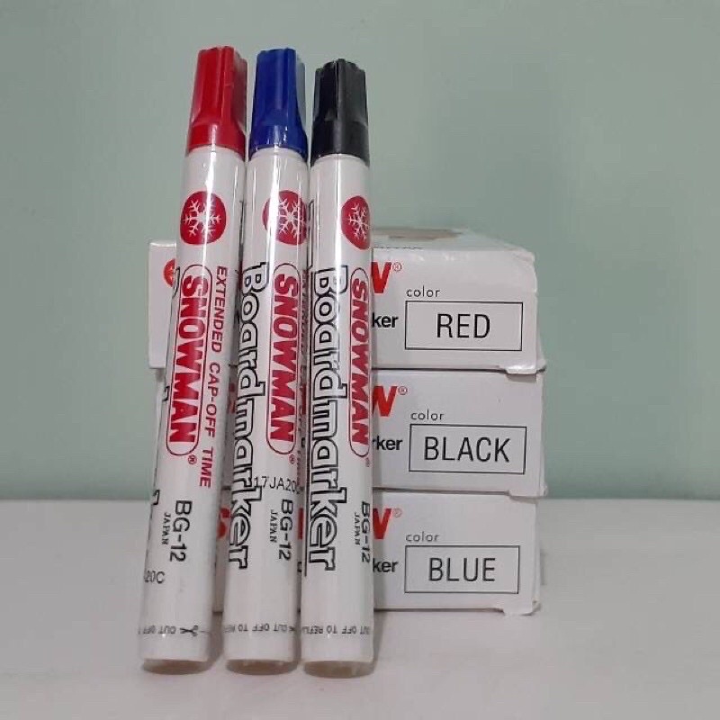 

[1 BOX / 12 PCS] Spidol SNOWMAN Whiteboard Marker BG-12 , SPIDOL PAPAN TULIS BG12