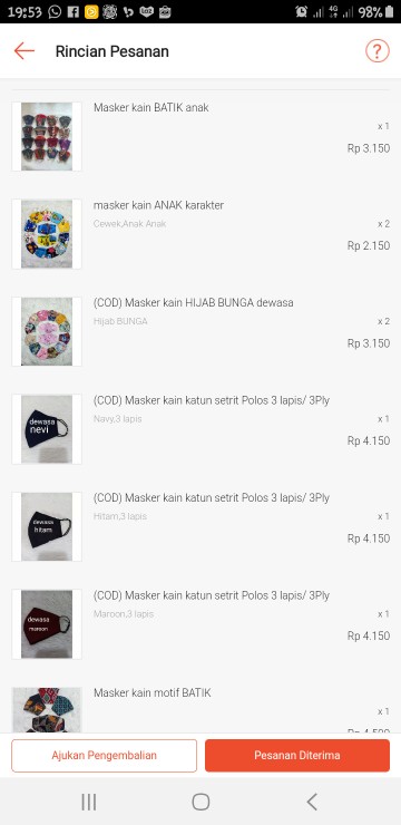 Masker Kain Batik Anak