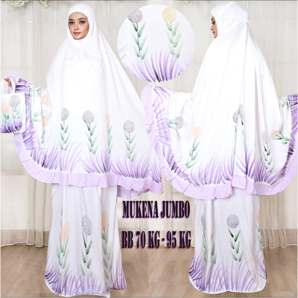 Mukena Bali Mukena Rayon Bahan Adem Fashion Mukena Dewasa Jumbo Lukis Kapas - Biru