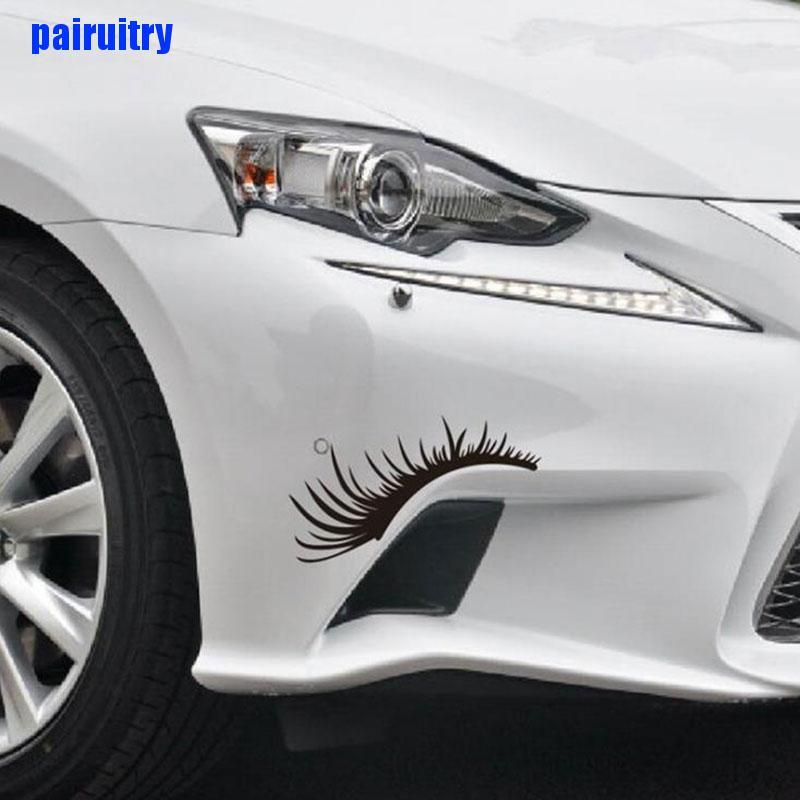 1 Pasang Stiker Bulu Mata Palsu 3D Untuk Lampu Depan Mobil