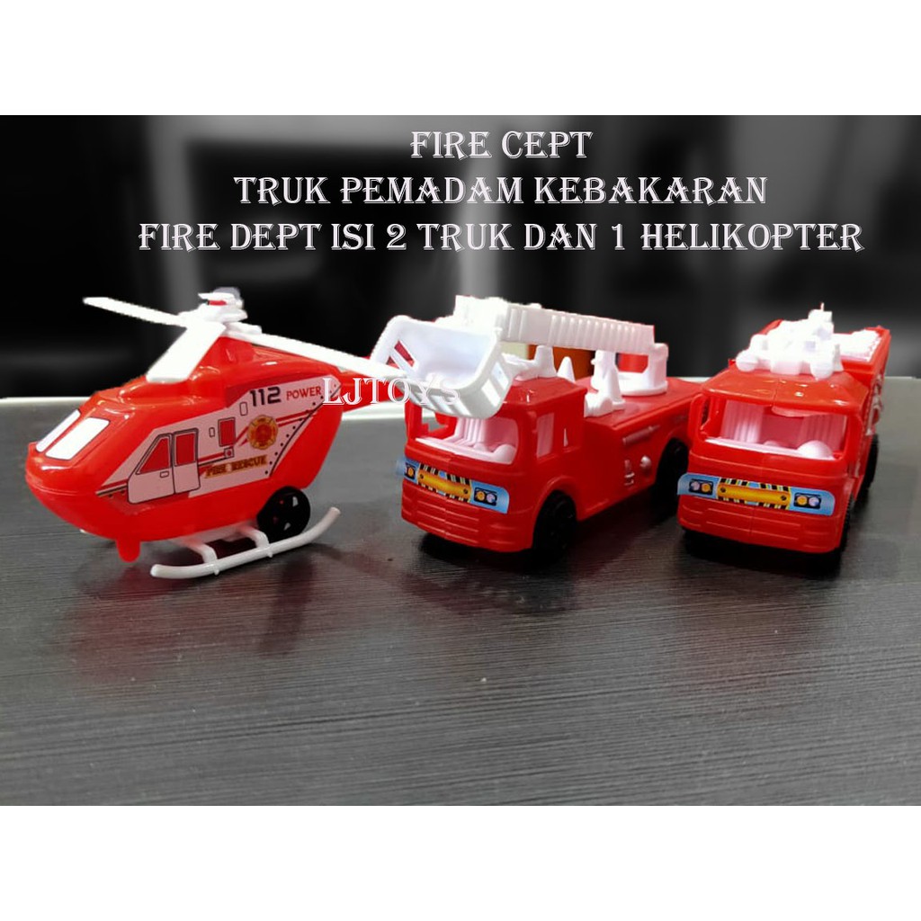 Mobil Pemadam Kebakaran Helikopter - Fire Truck isi 3 pcs