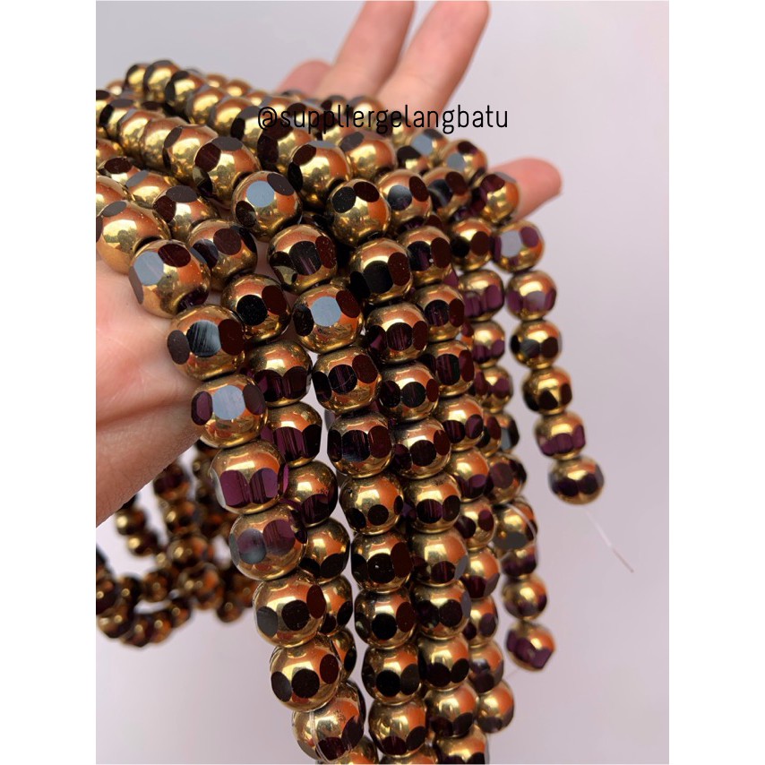 kristal BINGKAI GOLD 10mm ungu bahan spacer gelang kalung pembatas