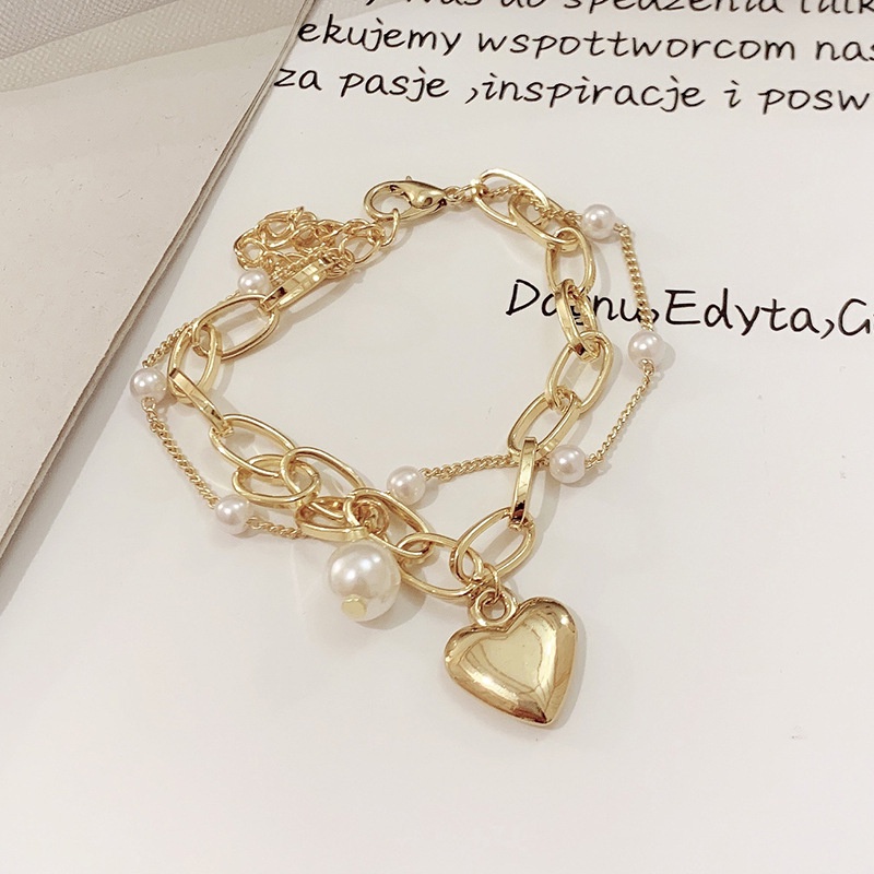 Gelang Rantai Mutiara Double Layer Gaya Korea Jepang