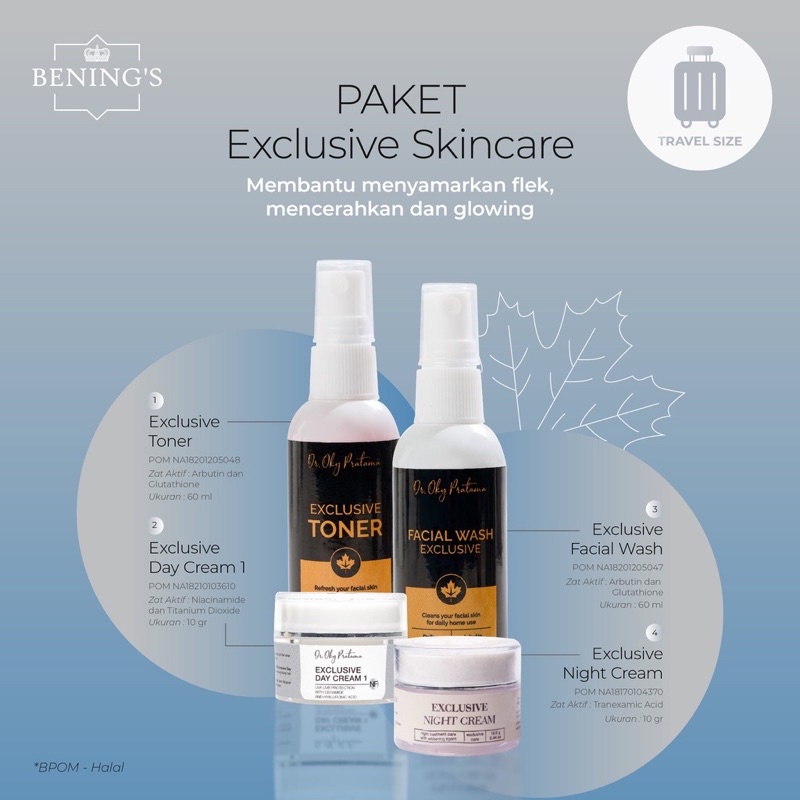 Travel Size Paket Exclusive Skincare by dr. Oky Pratama / Benings_Clinic / Benings Skincare