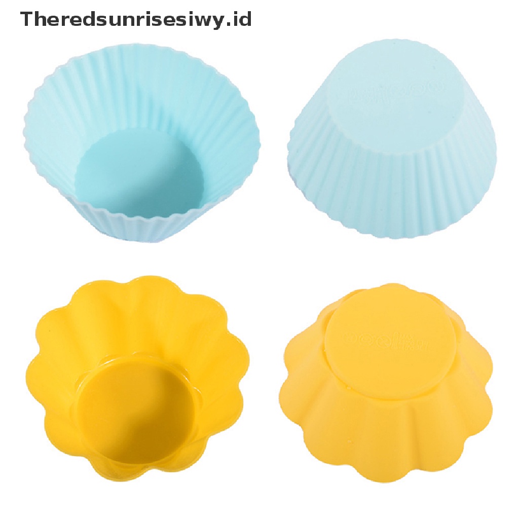 # Alat Rumah Tangga # 10pcs / Set Cetakan Kue Muffin Bentuk Bulat Bahan Silikon