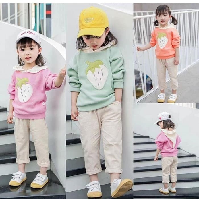 setelan hoodie anak perempuan/celana joger anak /baju import anak
