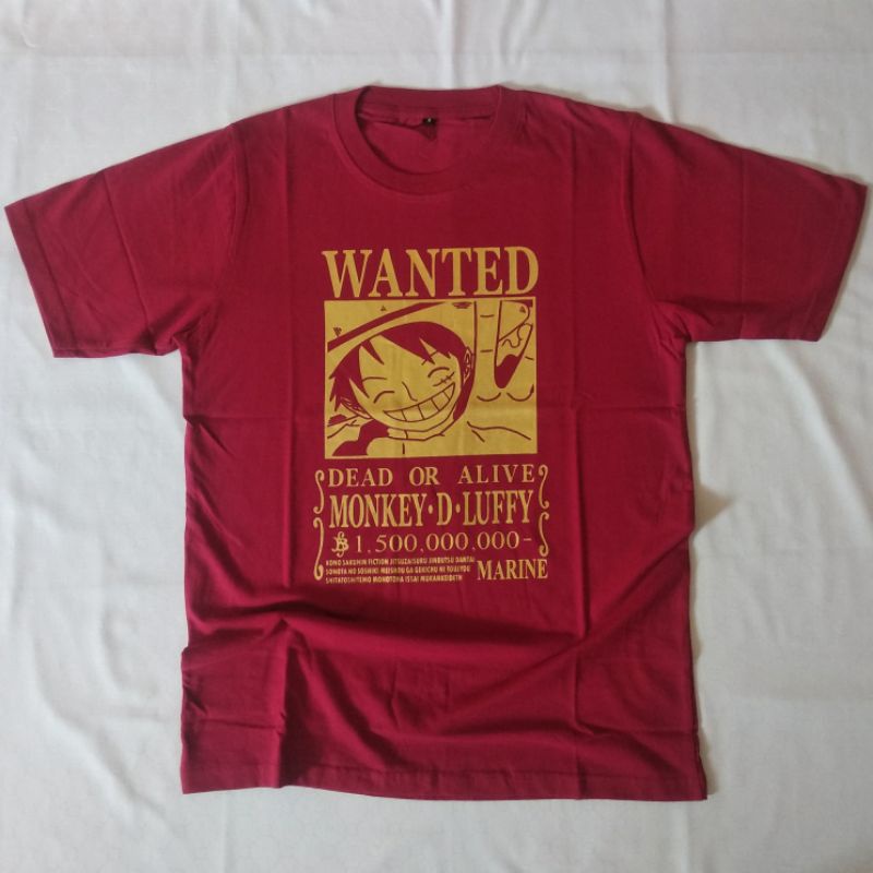 Murah... Kaos Anime One Piece Wanted | Kaos One Piece STRAWHATS PIRATES Wanted Luffy