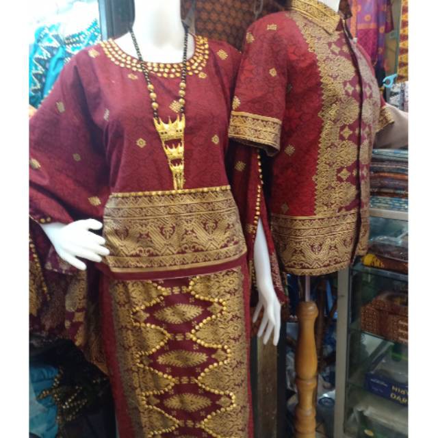 Setelan couple batik motif songket