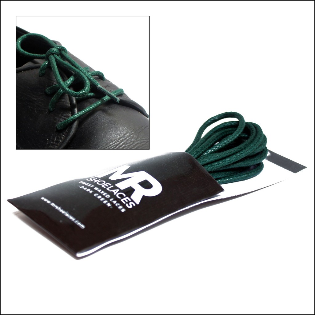 MR Shoelaces RD21 Dark Green (Hijau Tua) Tali Sepatu Lilin 2-3mm Bulat Round 50cm 60cm 70cm 80cm 90cm 100cm 120cm 150cm (Waxed Laces) - Premium Shoelace