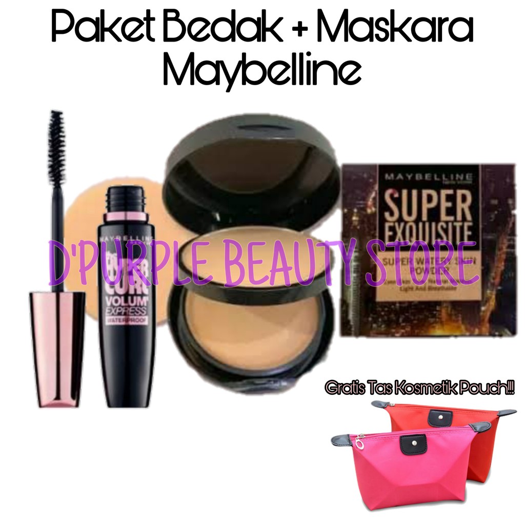 Paket Kosmetik Maybelline Super Komplit 2 in 1 Gratis Tas Kosmetik