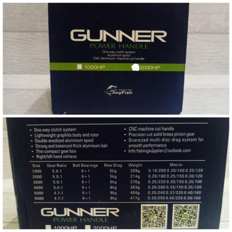 REEL PANCING ANYFISH GUNNER 2000/3000/4000/6000... POWER HENDEL