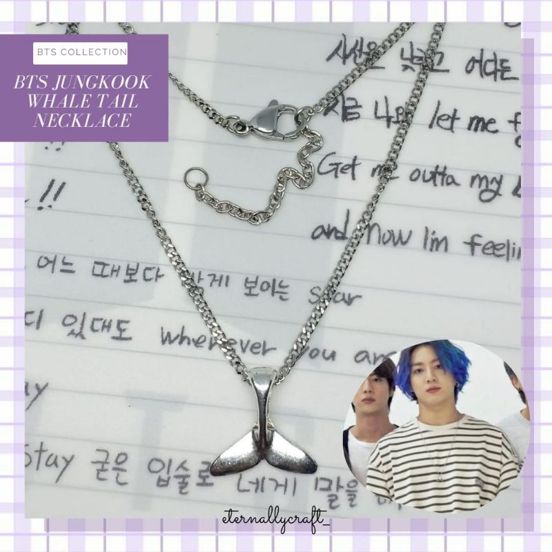 Kalung BTS Jungkook Whale Tail Necklace Titanium
