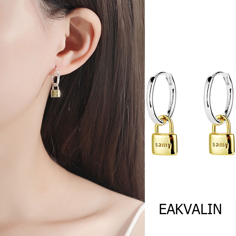 Anting Bentuk Lingkaran Bahan S925 Silver Warna Emas Gaya Korea Untuk Wanita