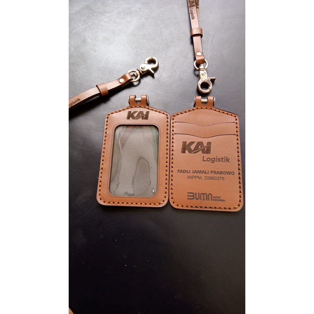 

Name Tag Kulit Custom, Id Card Holde Custom Logo KAI Logistic