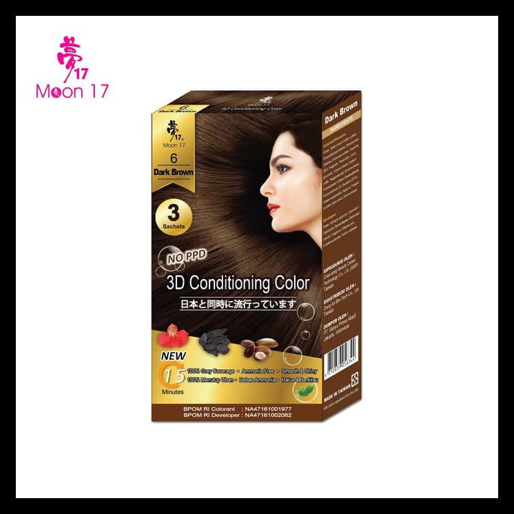 Promo Moon 17 3D Conditioning Color (Semir Rambut Shampoo) - Dark Brown