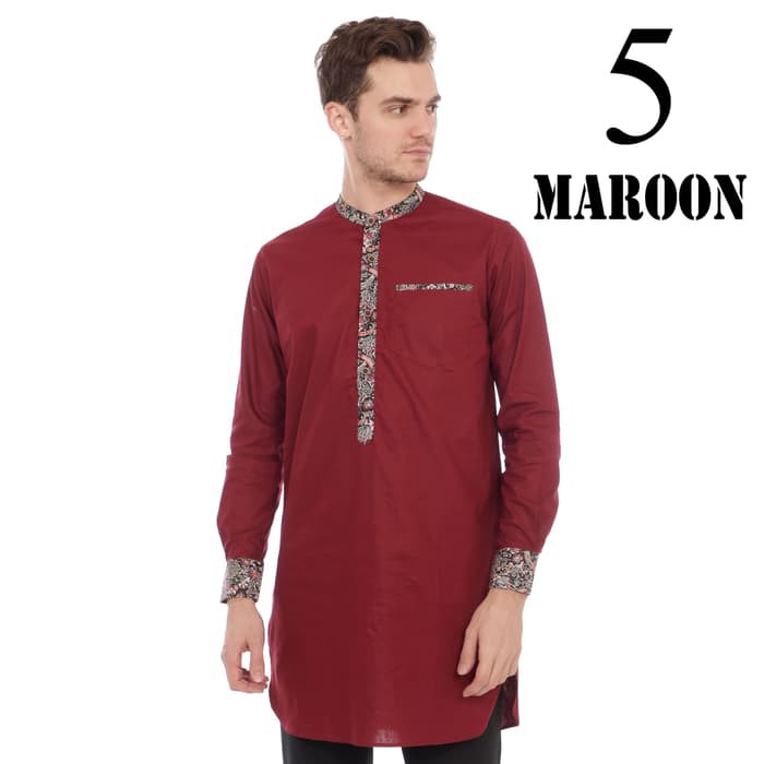 Baju koko pria kurta pakistan / gamis pria list batik maroon