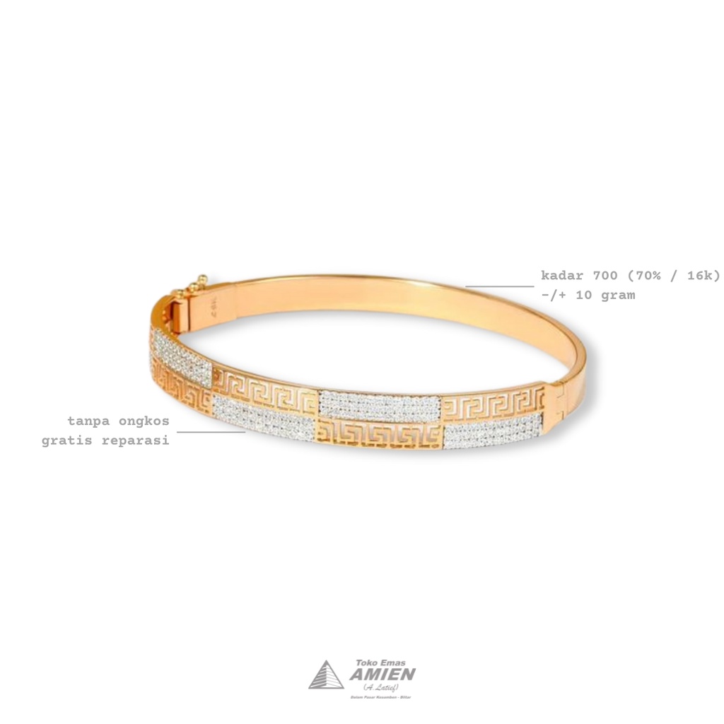 Toko Emas Amien Gelang Emas Asli Lotus Kadar 700 (70% / 16K) 10 Gram - Bangle Fashion Motif Zahara