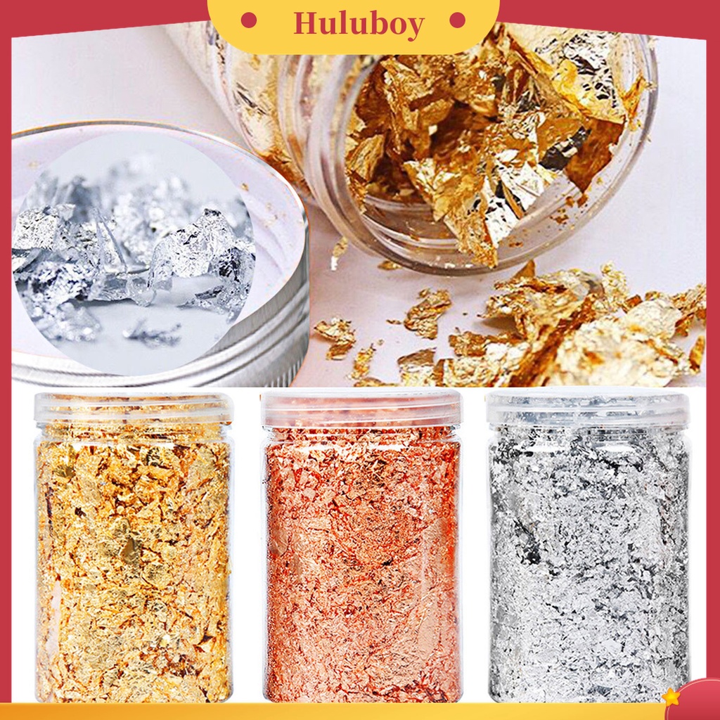Huluboy Huluboy♡ 10g / Botol Sequin Kuku Palsu Ultra Tipis Bentuk Daun Metalik Untuk Manicure