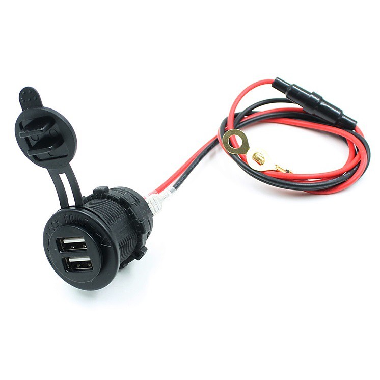 Dual USB Port Charging 12-24V for Motorcycle - OMRS2TBK Black 1 3