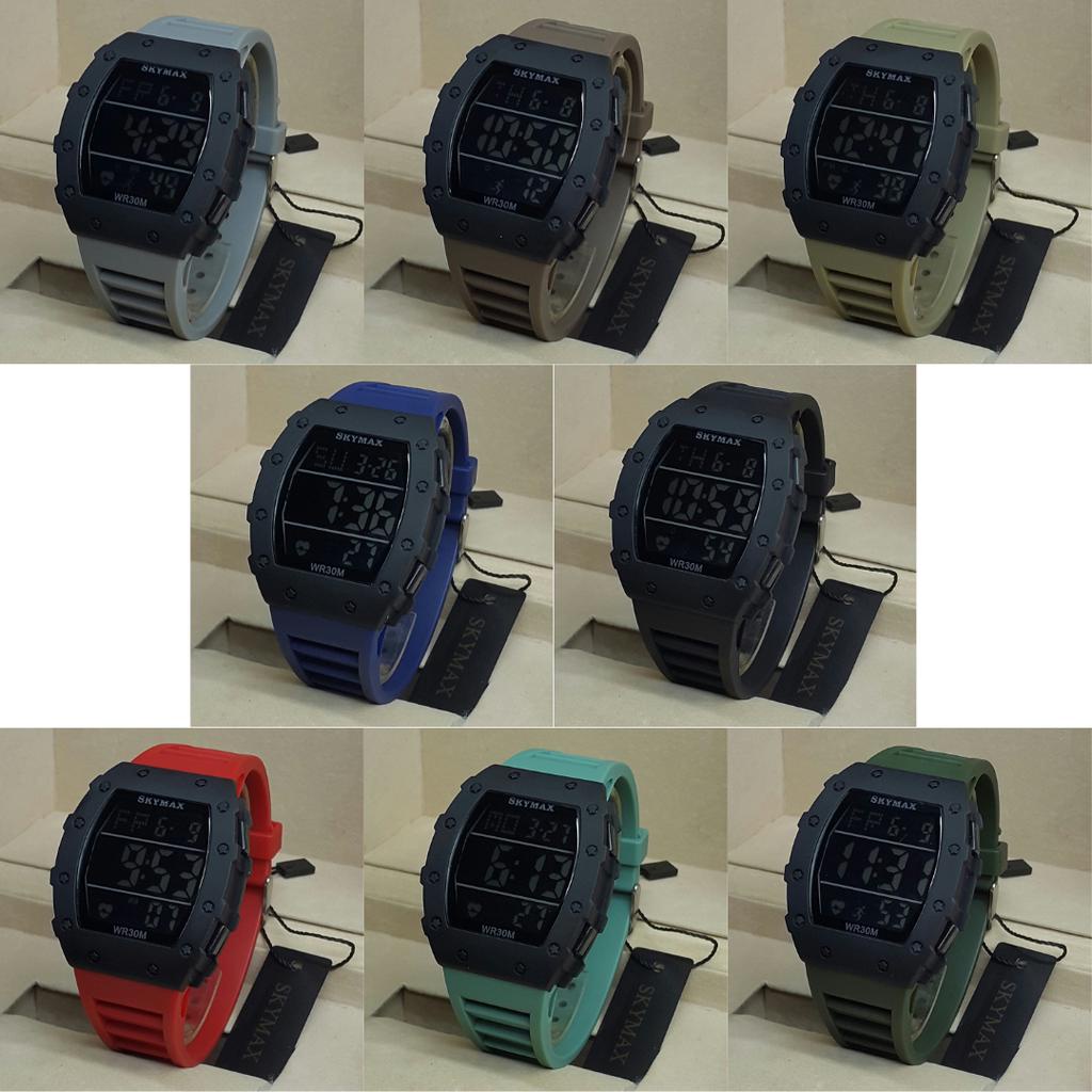 [COD] Jam Tangan Digital SKYMAX Water Resistant Best Seller Top Quality Rubber Strap