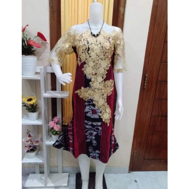 DRESS BROKAT TENUN FASHION TROSO JEPARA, DRESS CASUAL BROKAT TENUN ETNIK JEPARA, DRESS TENUN KOMBINA