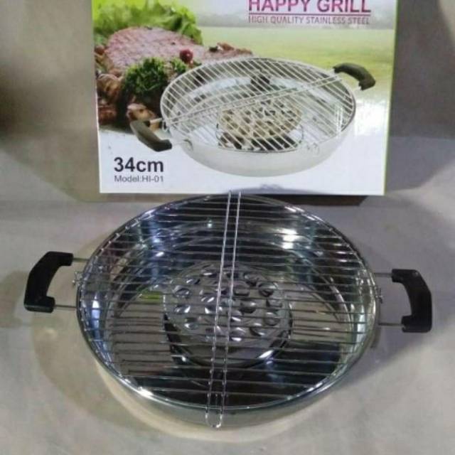 STEELE ,  HAPPY GRILL, panggangan , alat panggang  sate stainless steell