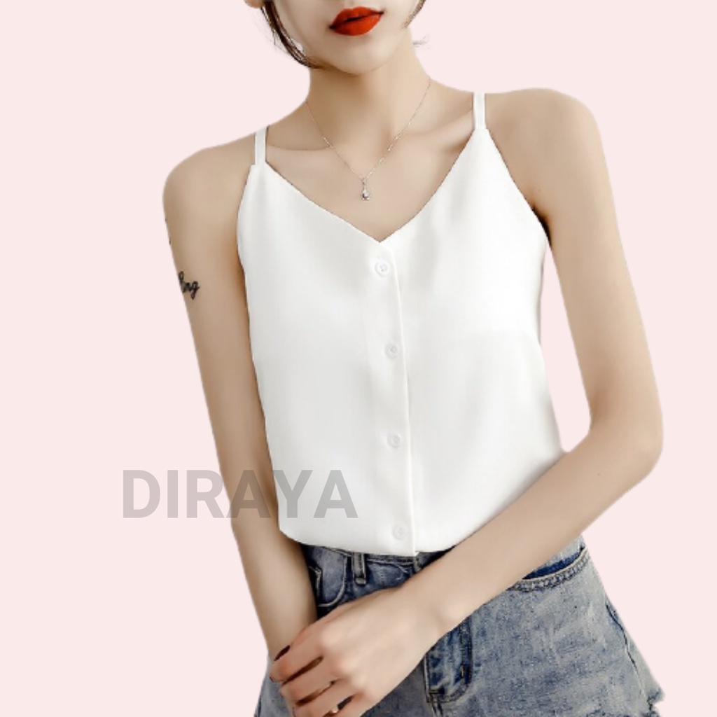 Diraya Tank Top Basic Kancing Korea Premium-Putih