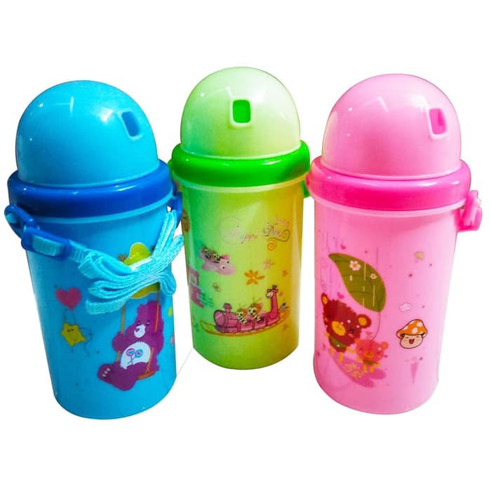 Botol Minum Anak Karakter 750ml + Sedotan Tali BPA Free