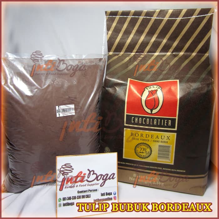 

COKLAT BUBUK TULIP BORDEAUX / COCOA POWDER 2.5kg (bag kemasan pabrik)