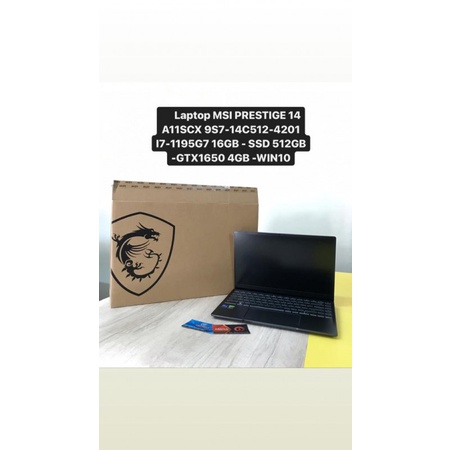 Laptop MSI PRESTIGE 14 A11SCX 9S7-14C512-4201 I7-1195G7 16GB - SSD 512GB -GTX1650 4GB -WIN10