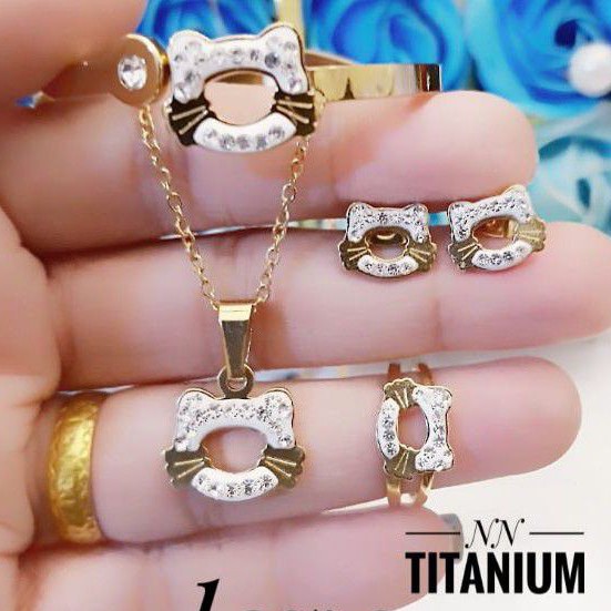 Titanium set perhiasan anak lapis emas 24k 1918m