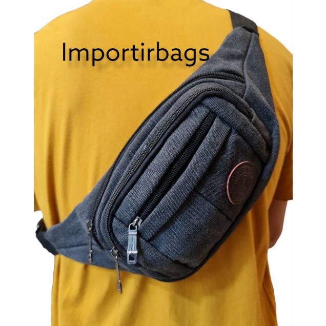 Tas pinggang pria / waistbag / weistbag waist bag selempang sling bag kanvas import