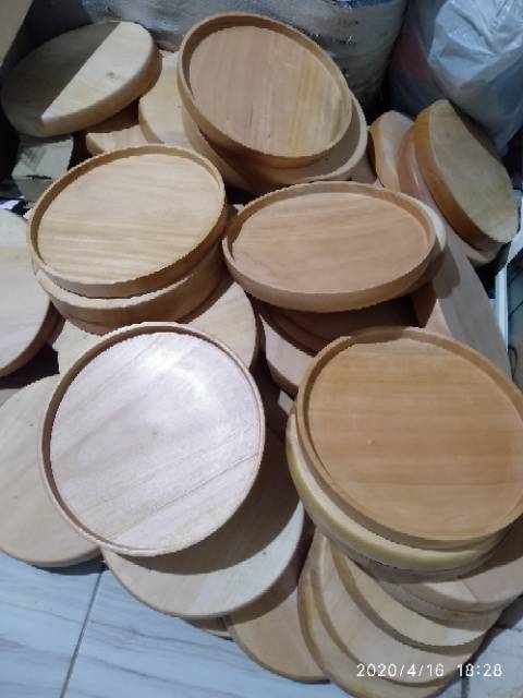 Baki Kayu Bulat / Nampan Kayu / Tray Kayu / Round Tray Diameter 25 cm