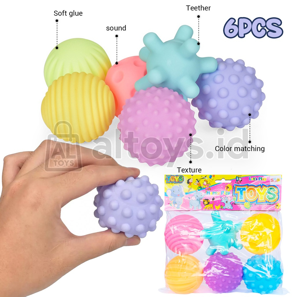 Mainan Baby Rattle Set Isi 6pcs Aneka Bentuk Bola Mainan Saat Mandi Cit Sensorik / Motorik Anak SS1571