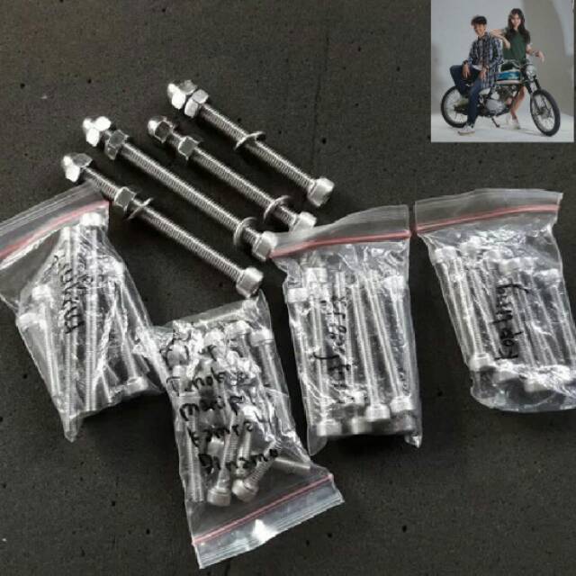baut L stenlis Full set mesin Megapro Tiger revo