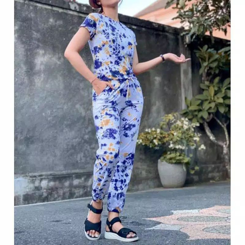 [ SIAP KIRIM ] ONE SET TIE DYE JOGGER /  SATU SET SETELAN WANITA KAOS + JOGER