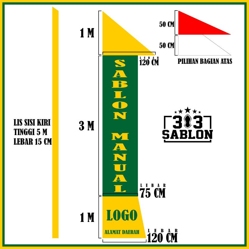 Sablon umbul umbul 5 Meter