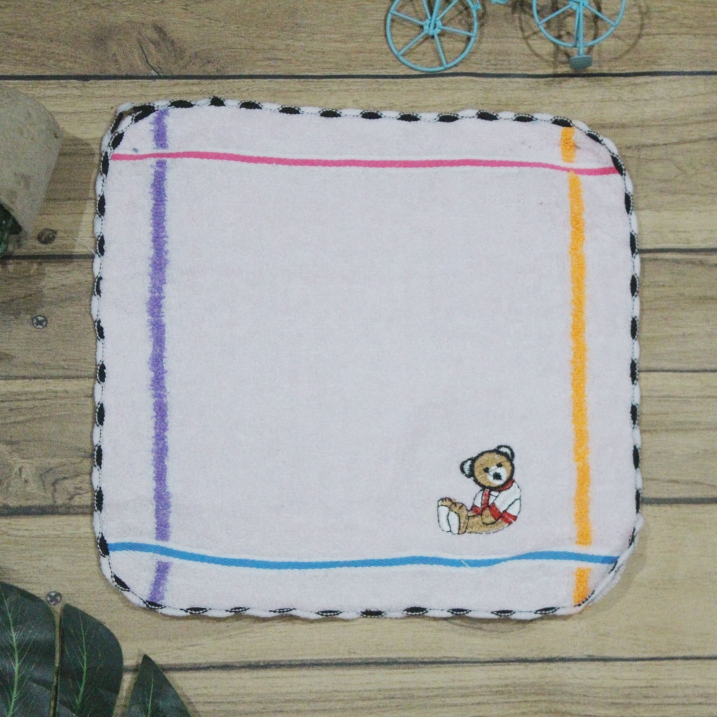 Handuk Sapu Tangan Kecil Hand Towel Handuk Saputangan Handuk Kecil Motif Model Lembut dan Bordir Ukuran 25 x 25 CM