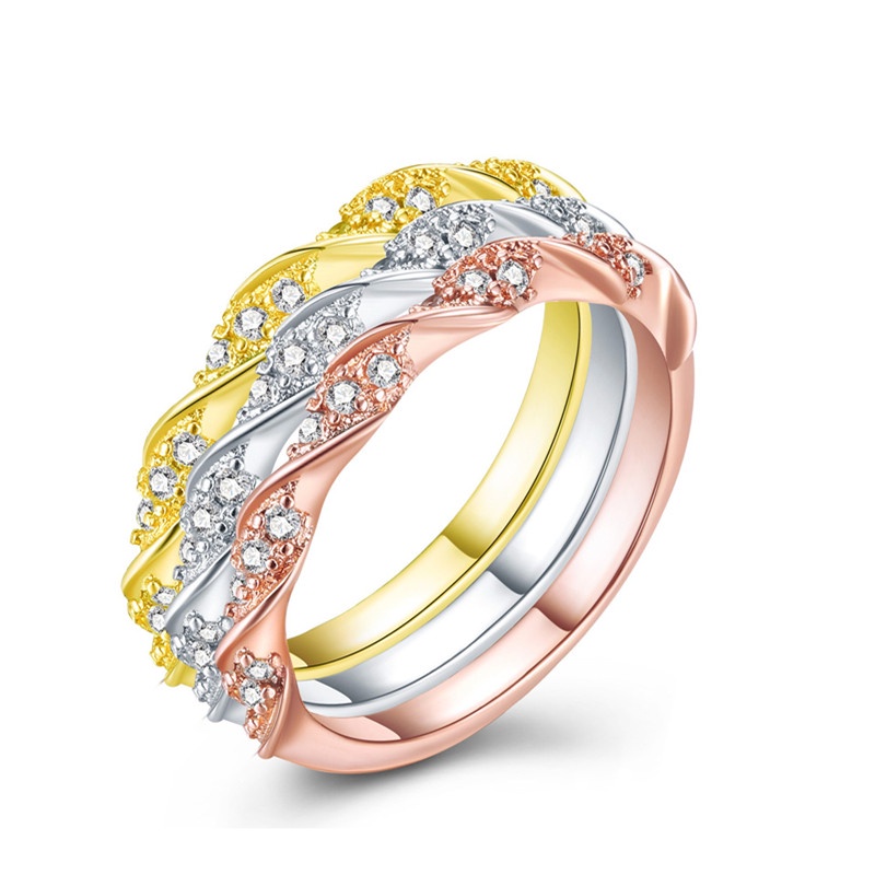 Cincin Pertunangan Berlian Twist Fashion Wanita Elegan Aksesoris Perhiasan