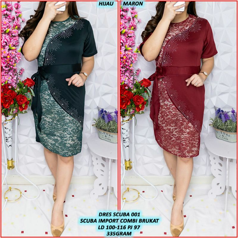 dress scuba 001/dress scuba wanita /dress natal/dress gereja