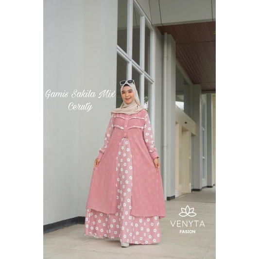 GAMIS MIX OUTER ORI BY VENYTA | DRESS OUTER | OUTER CERUTY | DRESS BUNGA SHAKILA