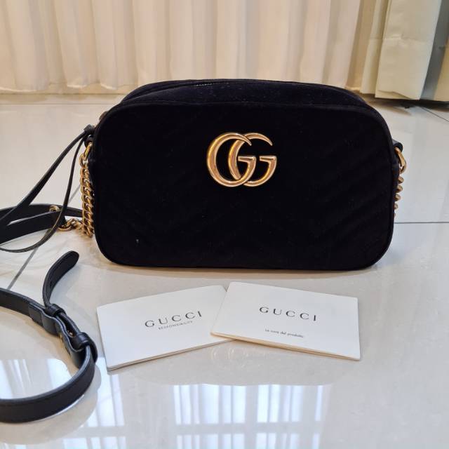 Gucci Marmont Camera Bag Velvet Black