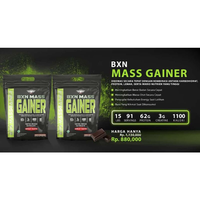 EXTREME MASS GAINER 15 LBS SUPLEMEN PENAMBAH BERAT BADAN rasa COKOLATE BPOM HALAL MUI