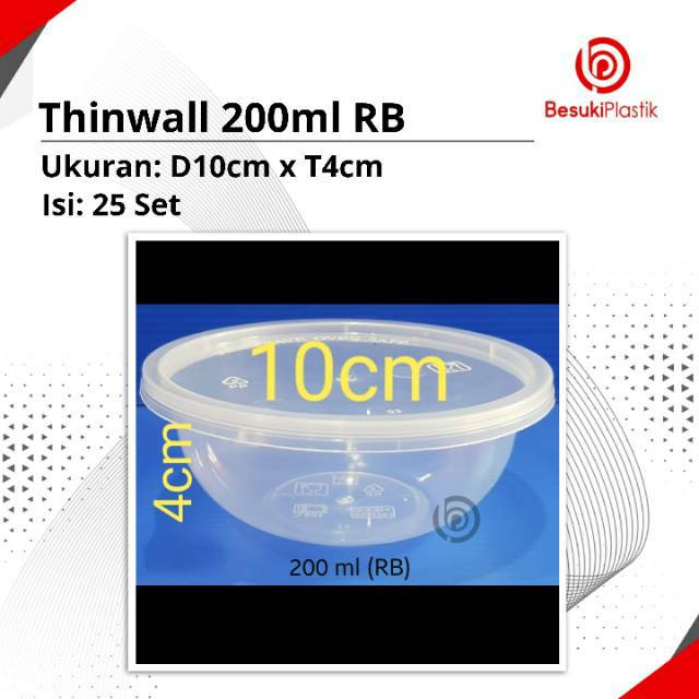 Thinwall 200ml RB / Thinwall Mangkok 200ml / Thinwall Mangkok / Mangkok 200ml / Mangkok Salad 200ml