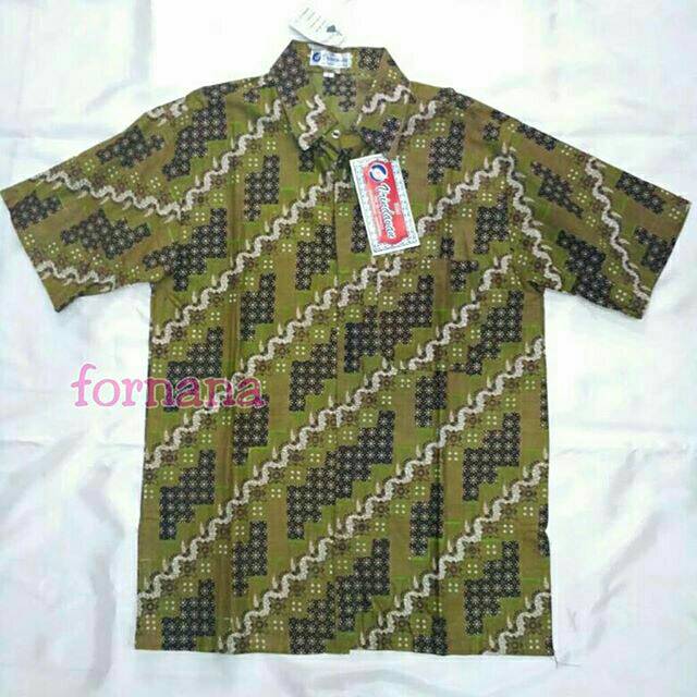 Kemeja batik pria lengan pendek hijau