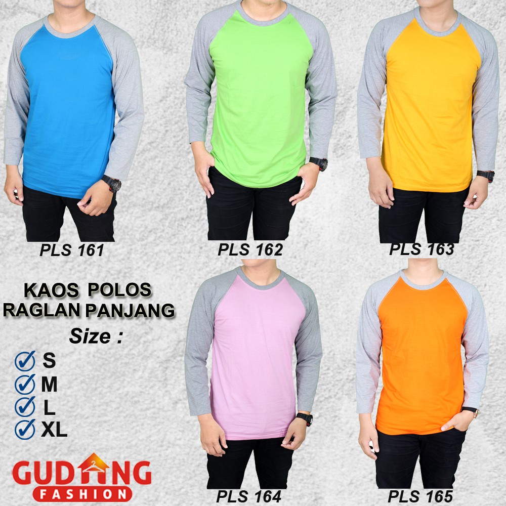 Kaos Raglan Pria Panjang Modis - Banyak Pilihan Warna PLS (COMB)