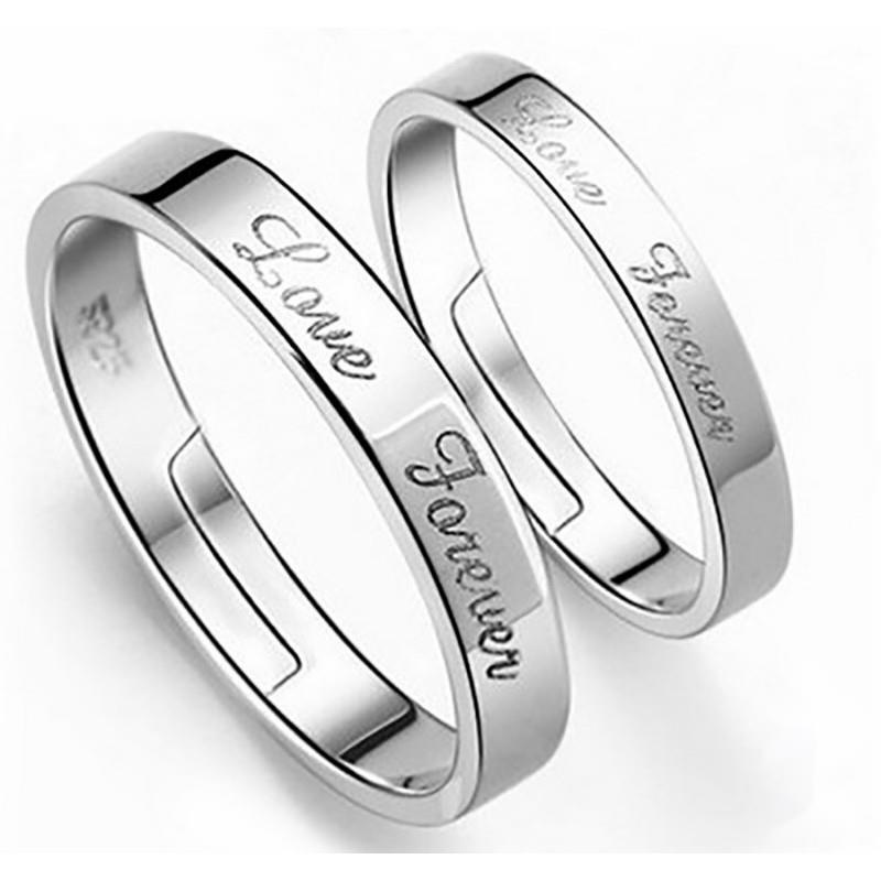 2pcs 925 Silver Cincin Pasangan Berlian Kristal Cincin Pernikahan Pasangan yang Dapat Disesuaikan Couple Ring Crystal Diamond Couple Wedding Adjustable Rings